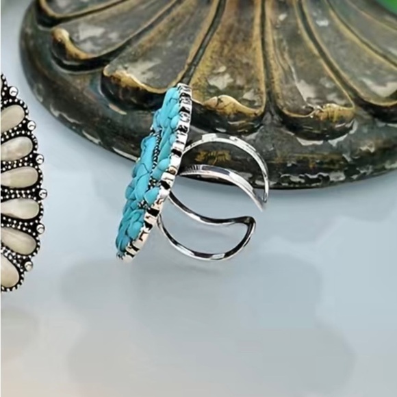 Adjustable Turquoise Statement Ring - Picture 3 of 5